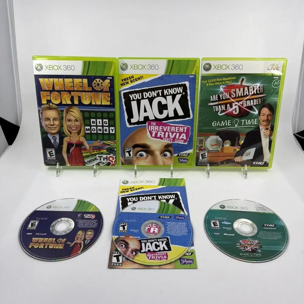 Xbox 360 Trivia Game Show Lot You Don't Know Jack 5th Grader Wheel of Fortune